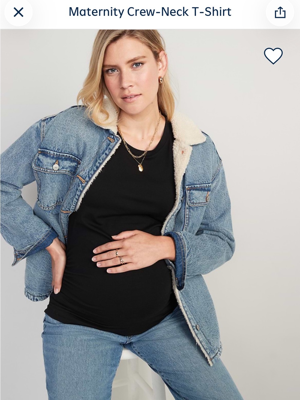 Old Navy Black Maternity Crew Neck SS T Shirt Sz M